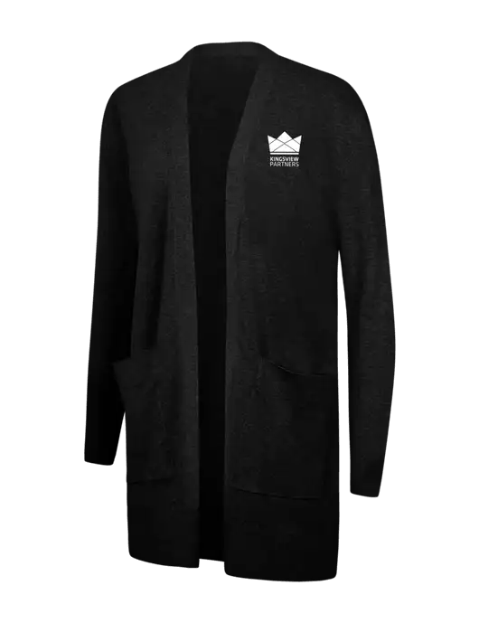 Mercer+Mettle Womens Black Open Front Cardigan Sweater w/Kingsview Partners Logo