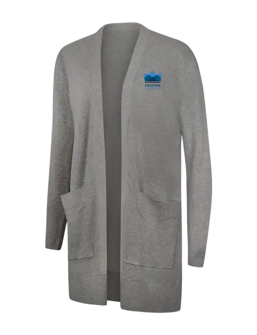 Mercer+Mettle Womens Light Grey Heather Open Front Cardigan Sweater w/Kingsview Partners Logo