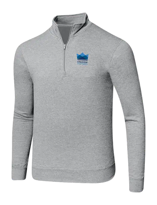 Light Heather Grey 8.5 oz Ring Spun 1/4 Zip Pullover Sweatshirt w/Kingsview Partners Logo