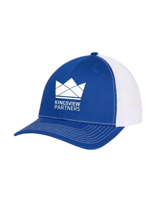 Richardson Adjustable Snapback Original 112 Trucker Cap Royal w/White Mesh w/Kingsview Partners Logo