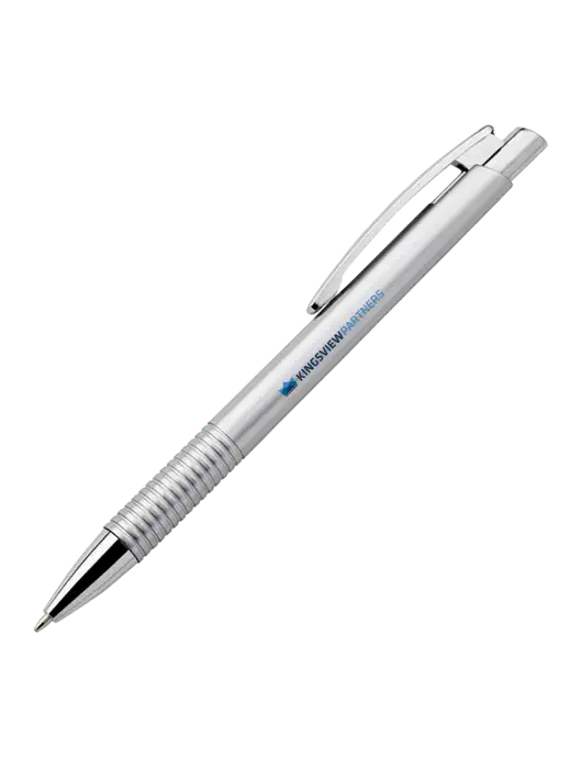 Malay Silver Ballpoint Pen - Blue Ink w/Kingsview Partners Logo