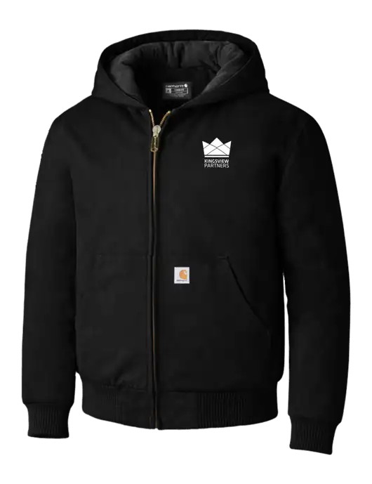 Carhartt Black Quilted-Flannel-Lined Duck Active Jacket w/Kingsview Partners Logo
