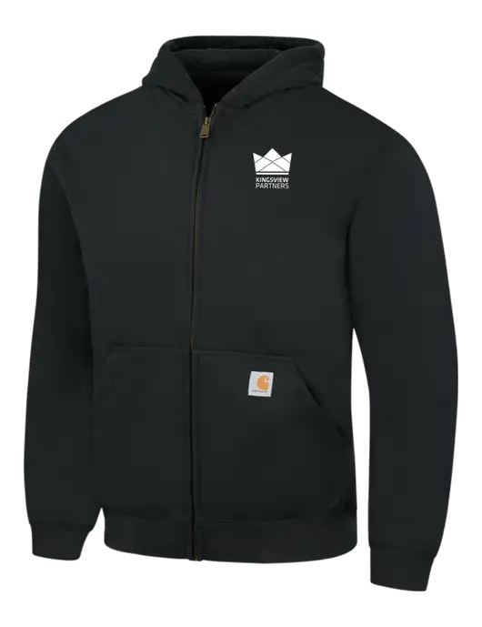 Carhartt Black Rain Defender Paxton Heavyweight Hooded Full Zip-Front Sweatshirt w/Kingsview Partners Logo