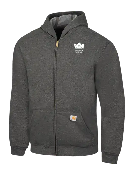 Carhartt Dark Grey Heather Midweight Hooded Zip-Front Sweatshirt w/Kingsview Partners Logo