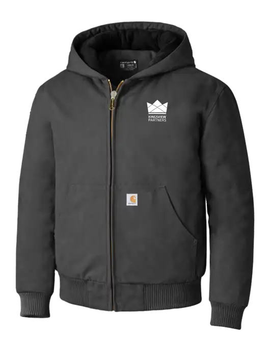 Carhartt Dark Grey Quilted-Flannel-Lined Duck Active Jacket w/Kingsview Partners Logo