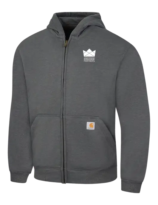 Carhartt Dark Grey Heather Rain Defender Paxton Heavyweight Hooded Zip-Front Sweatshirt w/Kingsview Partners Logo