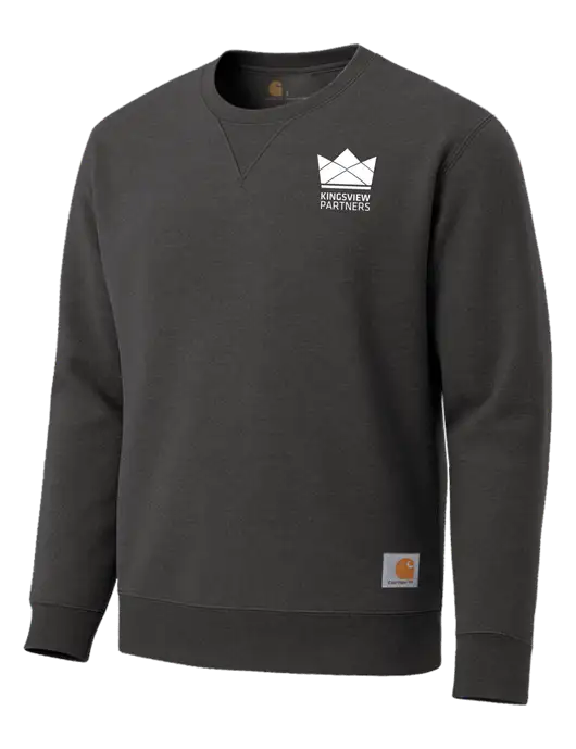 Carhartt Dark Grey Heather Midweight Crewneck Sweatshirt w/Kingsview Partners Logo