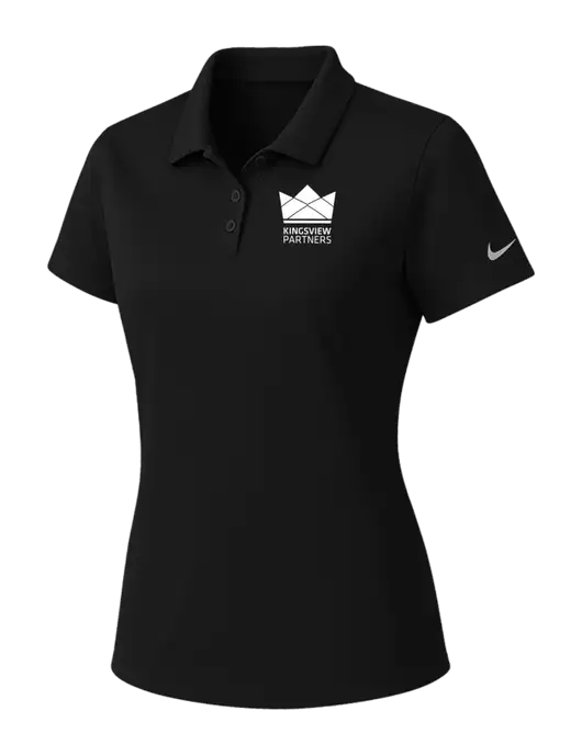 Nike Womens Black Dry Essential Solid Polo w/Kingsview Partners Logo