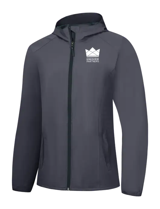 Womens Dark Grey Essential Rain Jacket w/Kingsview Partners Logo
