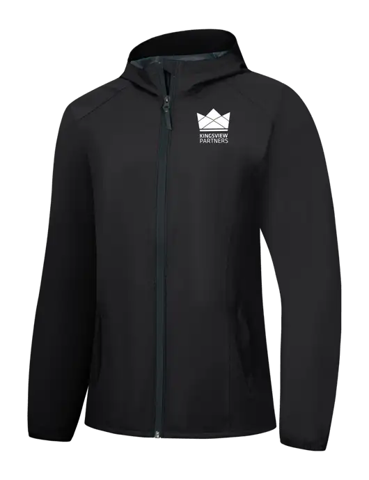 Womens Black Essential Rain Jacket w/Kingsview Partners Logo
