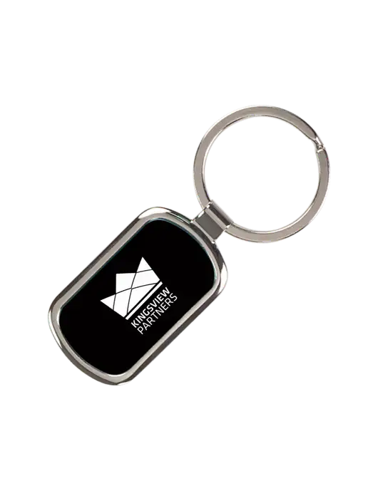 Black Laserable Rectangle Keychain w/Kingsview Partners Logo