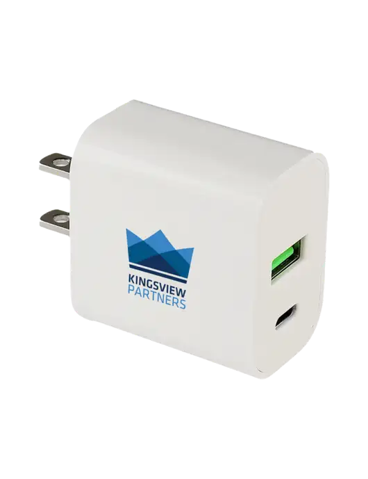 Mobile Fuel Dual Port Flat Wall Adapter w/Kingsview Partners Logo