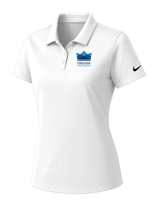Nike Womens White Dry Essential Solid Polo w/Kingsview Partners Logo