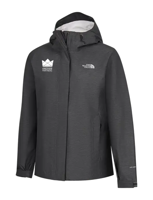 The North Face Womens Dark Grey Heather DryVent Rain Jacket w/Kingsview Partners Logo