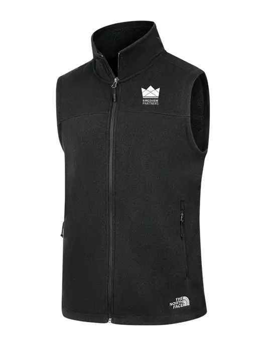 North Face Black Heather Sweater Fleece Vest  w/Kingsview Partners Logo