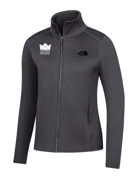 The North Face Womens Dark Grey Heather Skyline Full-Zip Fleece Jacket w/Kingsview Partners Logo