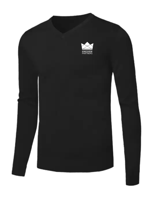 Brooks Brothers Black Washable Merino V-Neck Sweater w/Kingsview Partners Logo