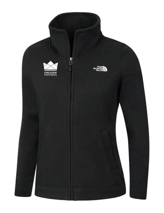 North Face Womens Black Heather Sweater Fleece Jacket w/Kingsview Partners Logo