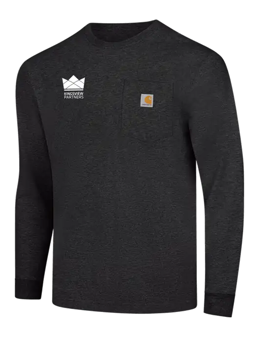 Carhartt Dark Grey Heather Workwear Pocket Long Sleeve T-Shirt w/Kingsview Partners Logo