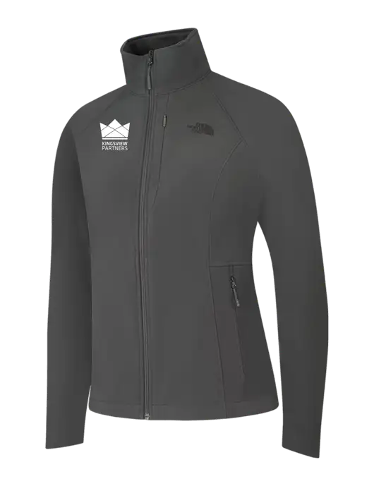 North Face Womens Medium Grey Apex Barrier Soft Shell Jacket  w/Kingsview Partners Logo