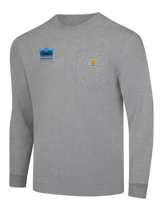 Carhartt Light Grey Heather Workwear Pocket Long Sleeve T-Shirt w/Kingsview Partners Logo