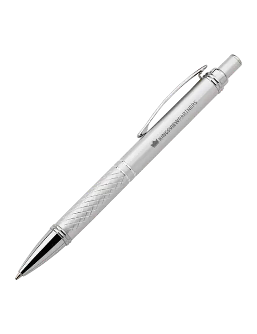 Silver Stellar Scribe Pen - Black Ink w/Kingsview Partners Logo