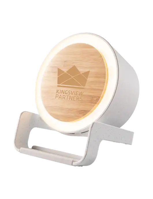 Eco Bamboo Bluetooth Speaker & Wireless Phone Charger  w/Kingsview Partners Logo