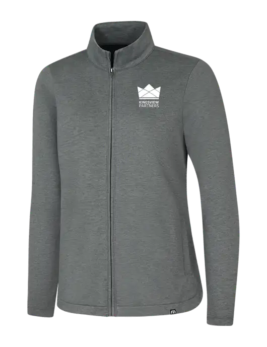 TravisMathew Womens Dark Grey Heather Coveside Full-Zip w/Kingsview Partners Logo