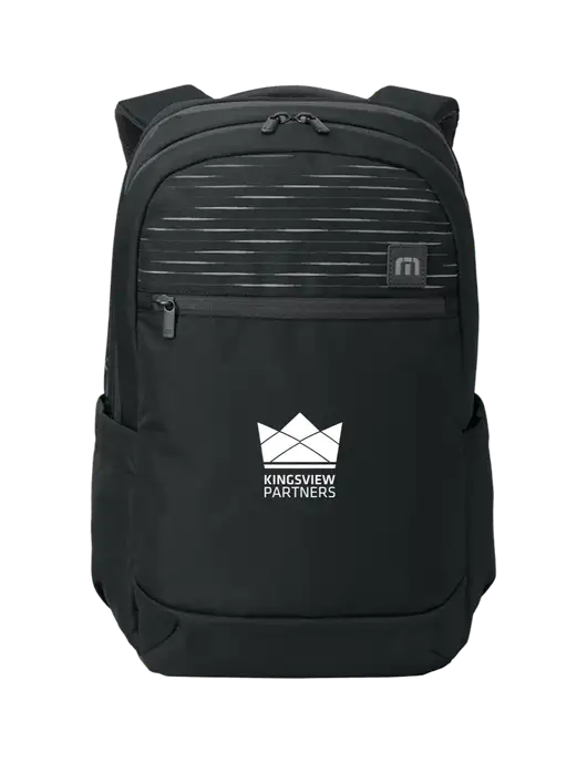 TravisMathew Black Approach Backpack w/Kingsview Partners Logo