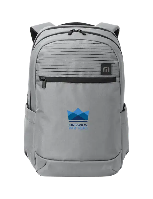 TravisMathew Light Grey Approach Backpack w/Kingsview Partners Logo