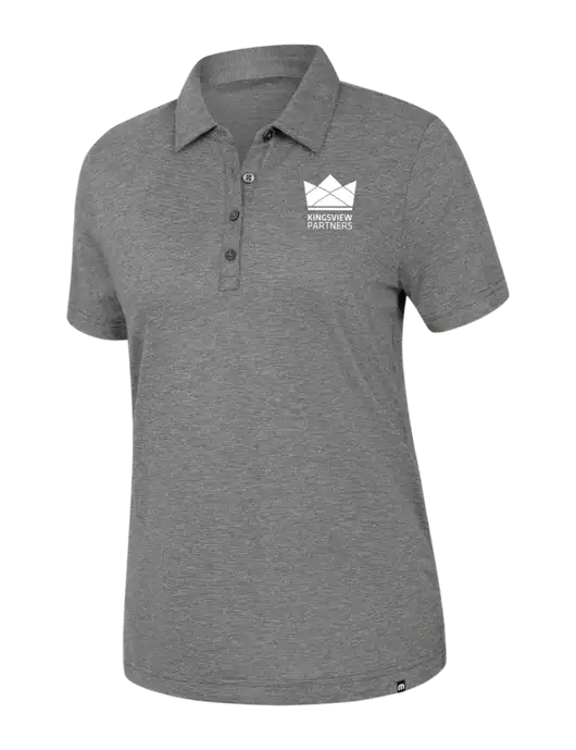 TravisMathew Womens Dark Grey Heather Sunnyvale Polo w/Kingsview Partners Logo