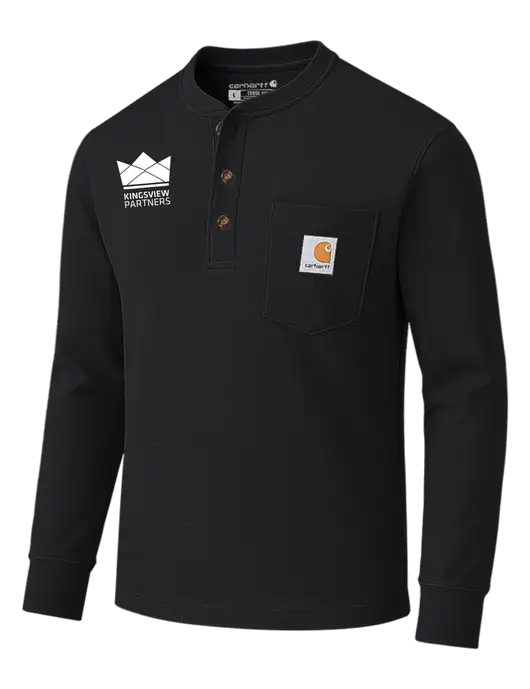 Carhartt Black Long Sleeve Henley Shirt w/Kingsview Partners Logo