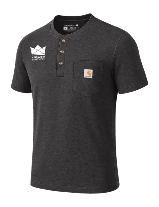 Carhartt Dark Grey Heather Short Sleeve Henley Shirt w/Kingsview Partners Logo