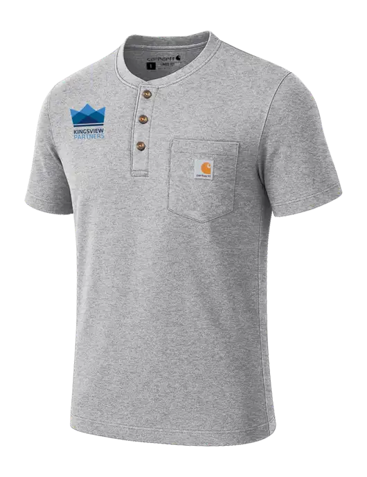 Carhartt Light Grey Heather Short Sleeve Henley Shirt w/Kingsview Partners Logo
