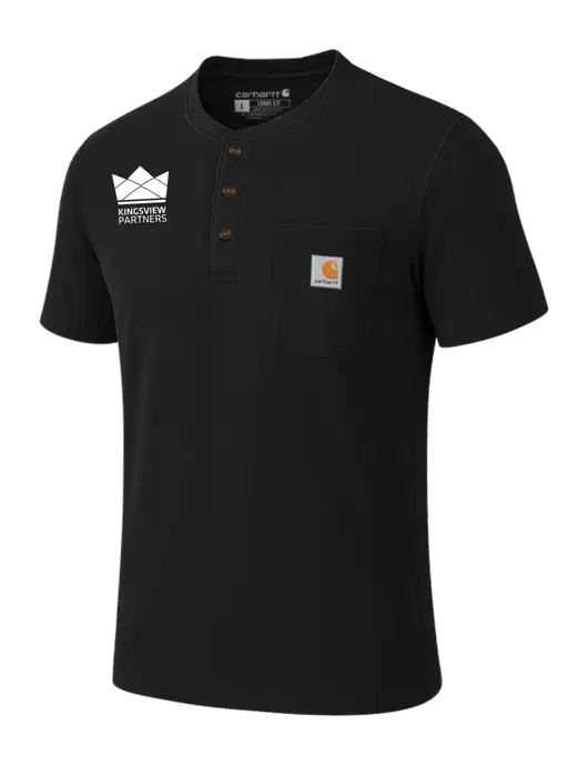 Carhartt Black Short Sleeve Henley Shirt w/Kingsview Partners Logo
