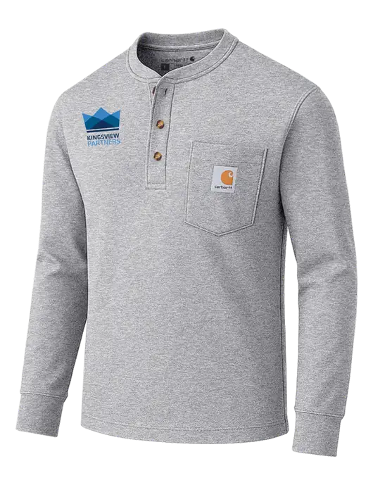 Carhartt Light Grey Heather Long Sleeve Henley Shirt w/Kingsview Partners Logo