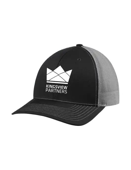 Richardson Adjustable Snapback Original 112 Trucker Cap Black w/Charcoal Mesh w/Kingsview Partners Logo