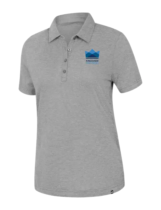 TravisMathew Womens Light Grey Heather Sunnyvale Polo w/Kingsview Partners Logo