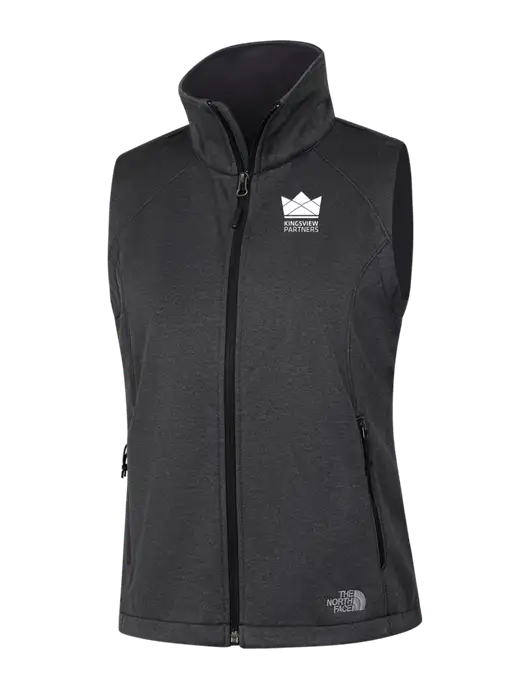 The North Face Womens Dark Grey Heather Ridgewall Soft Shell Vest  w/Kingsview Partners Logo