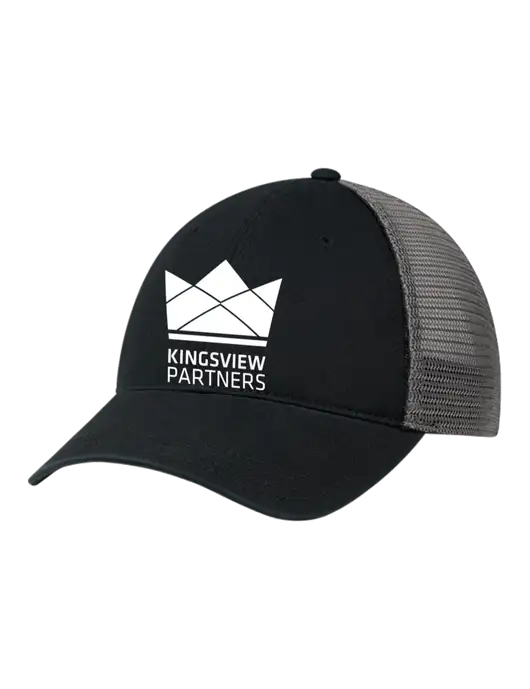 Richardson 111 Garment Washed Trucker Cap Black w/Charcoal Mesh w/Kingsview Partners Logo