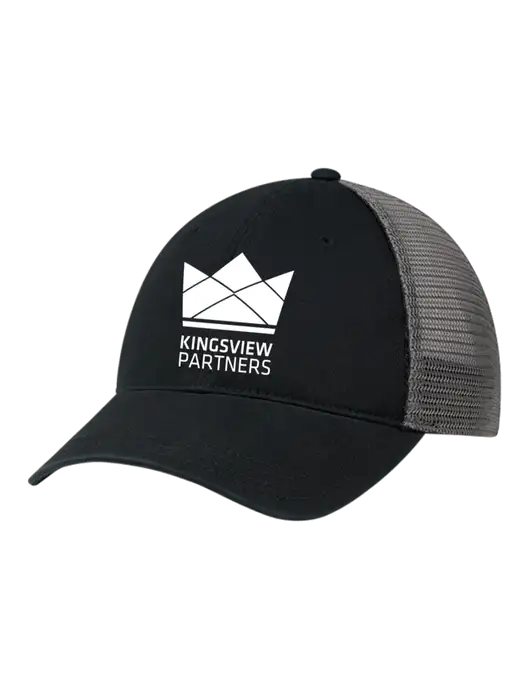 Richardson 111 Garment Washed Trucker Cap Black w/Charcoal Mesh w/Kingsview Partners Logo