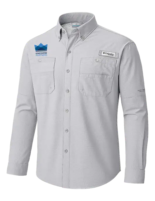 Columbia Cool Grey PFG Tamiami II Long SleeveShirt w/Kingsview Partners Logo