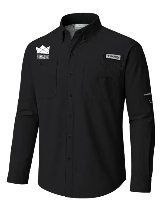 Columbia Black PFG Tamiami II Long SleeveShirt w/Kingsview Partners Logo