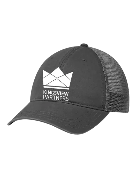 Richardson 111 Garment Washed Trucker Cap Charcoal w/Charcoal Mesh w/Kingsview Partners Logo
