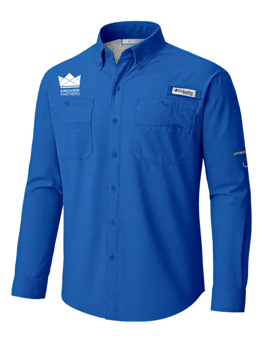 Columbia Vivid Blue PFG Tamiami II Long SleeveShirt w/Kingsview Partners Logo