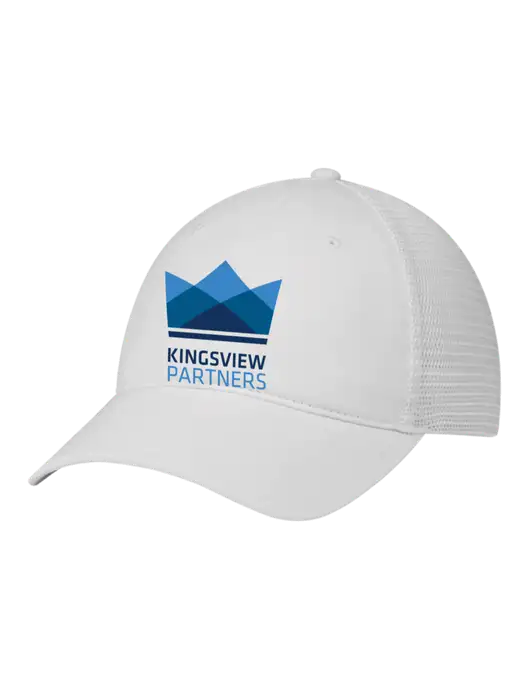 Richardson 111 Garment Washed Trucker Cap White w/White Mesh w/Kingsview Partners Logo