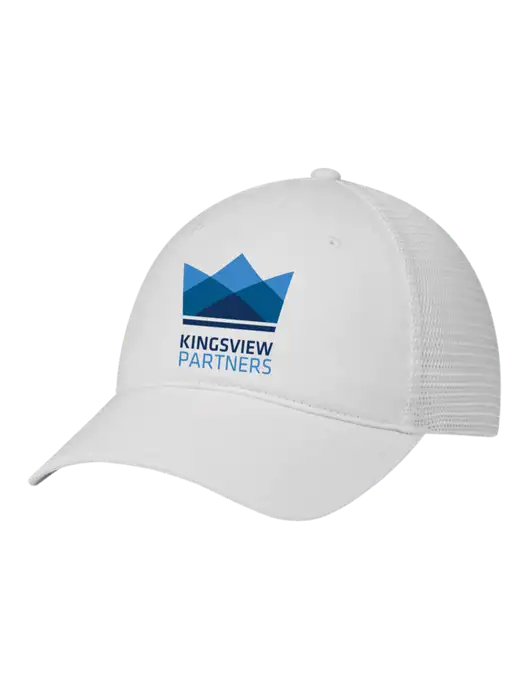 Richardson 111 Garment Washed Trucker Cap White w/White Mesh w/Kingsview Partners Logo