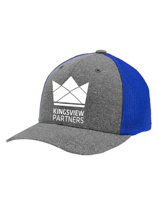 Flexfit Royal/Medium Grey Heather Melange Mesh Back Trucker Cap w/Kingsview Partners Logo