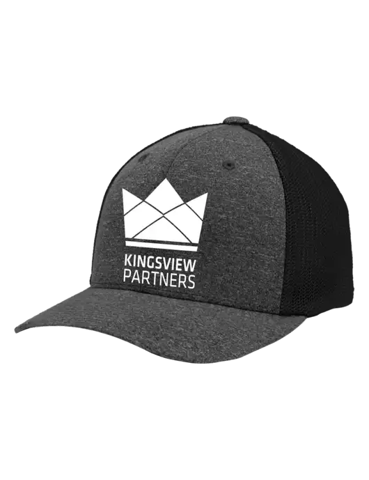 Flexfit Black/Dark Charcoal Heather Melange Mesh Back Trucker Cap w/Kingsview Partners Logo