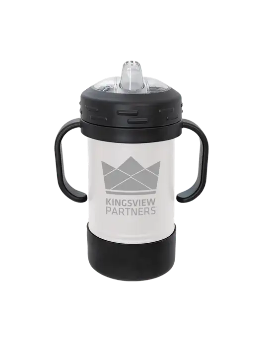 Polar Camel 10 oz Powder Coated White Sippy Cup w/Kingsview Partners Logo